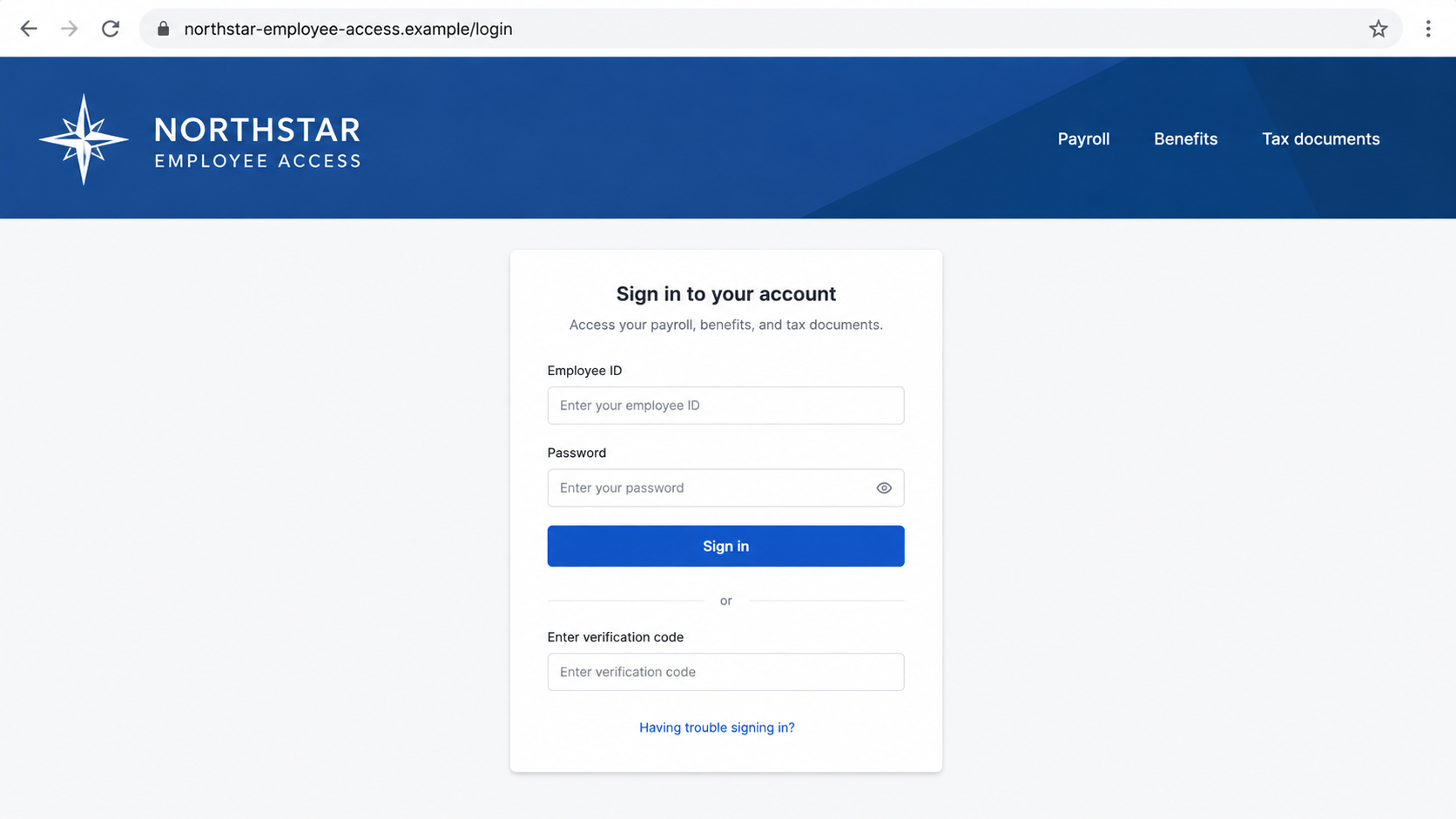 Fake Payroll Login Ads Redirect Your Paycheck 2 Fake employee payroll portal requesting a password and verification code