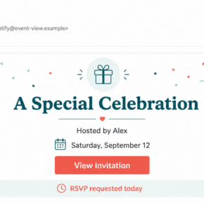 Fake digital invitation email with an urgent button to view a special celebration