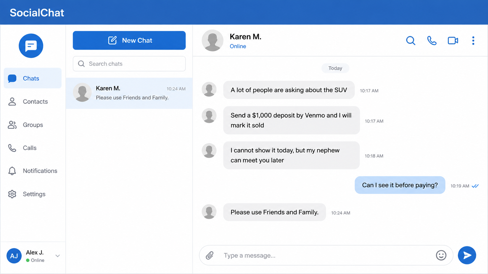 Facebook Assisted Living Sale Scam Steals Deposits 2 Facebook Messenger deposit request for a fictional assisted living sale