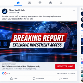 Facebook sponsored scandal ad leading to a fake investment platform