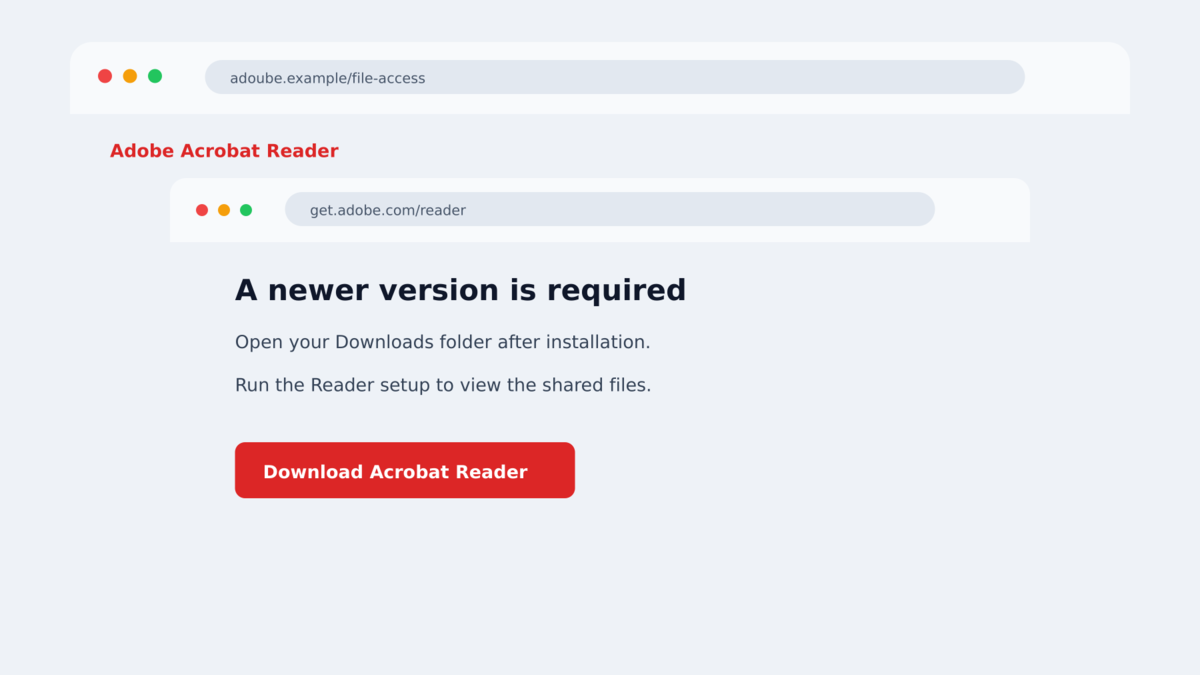 Fake Adobe Reader Pages Install Remote Access Malware 2 Browser-in-the-browser window showing a fake official Adobe address