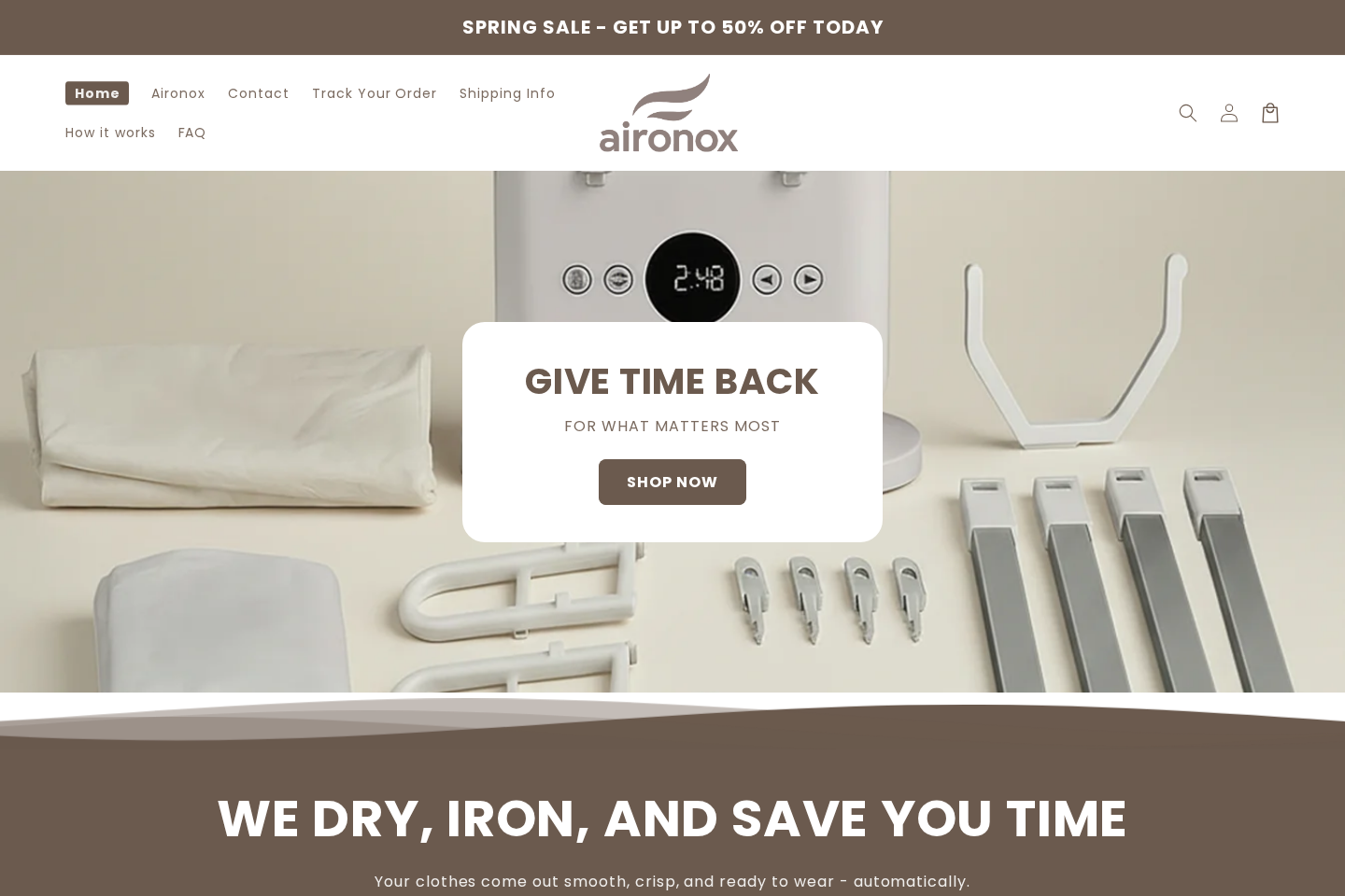 Lookalike Aironox shopping website using the same brand name and similar machine imagery