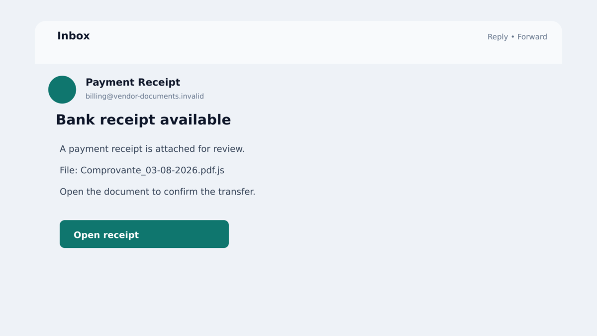 Fake Brazilian bank receipt JavaScript file used to launch KREMLIN malware