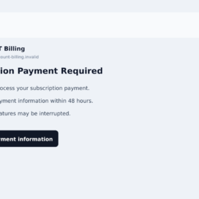 Fake ChatGPT subscription payment email demanding an update within 48 hours