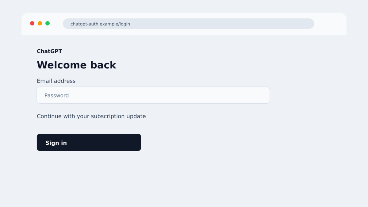Copied ChatGPT sign-in page used to capture account credentials