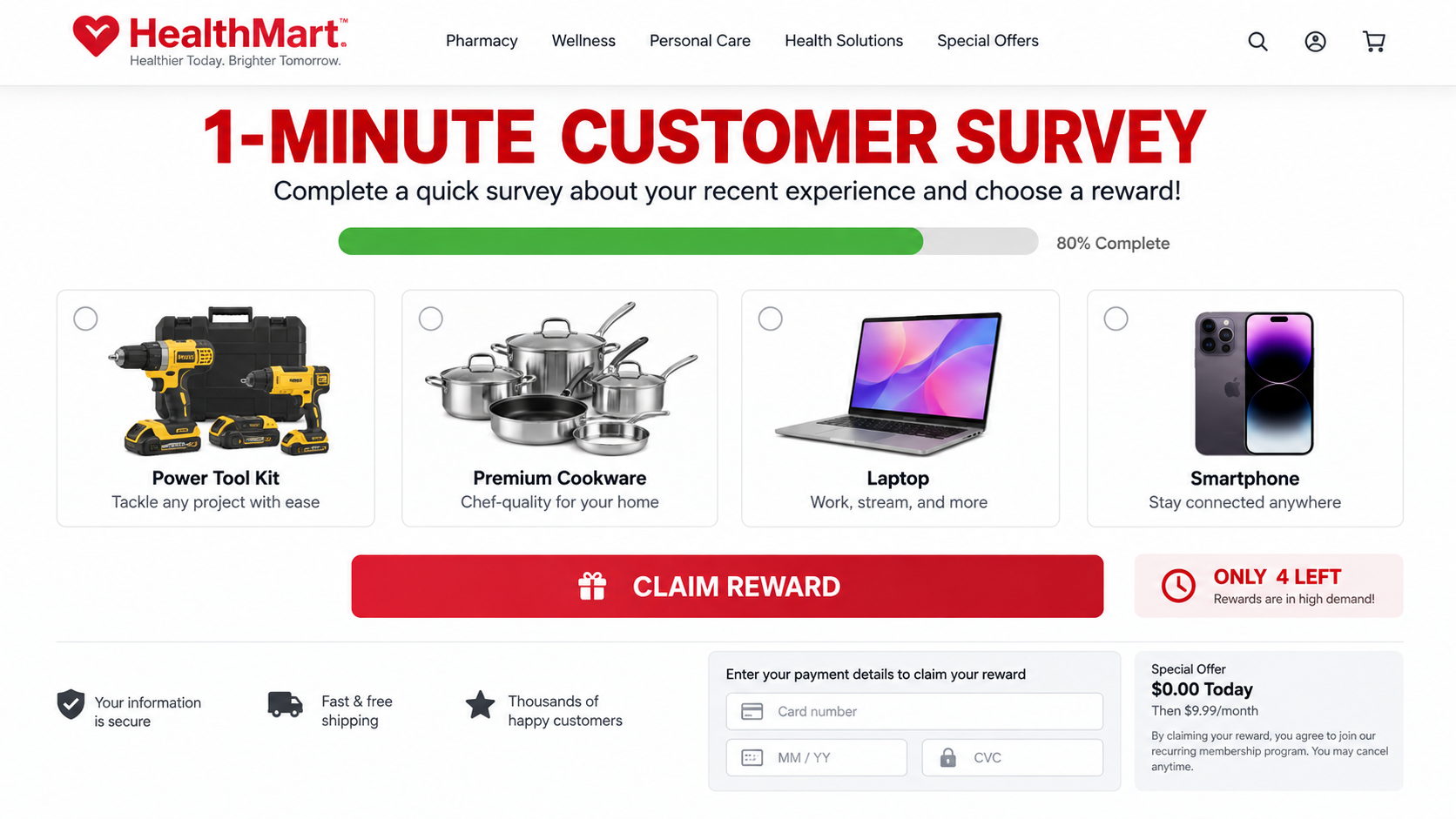 Example of a fake retail survey page impersonating CVS
