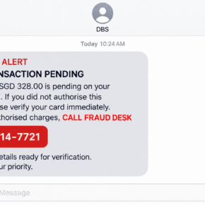 Fake DBS and Shopee iMessage warning about a pending transaction and a fraud hotline