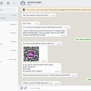 Fake friend message asking the recipient to guess who is calling from a new number