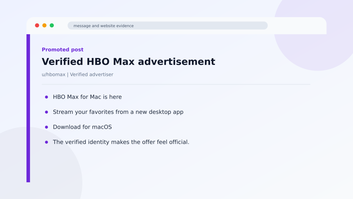 Fake HBO Max Reddit Ads Install Password-Stealing Malware 1 Verified HBO Max advertisement used in the Fake HBO Max Reddit Ads Install Password-Stealing Malware investigation