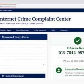 Fake IC3 recovery scam form on a spoofed complaint website
