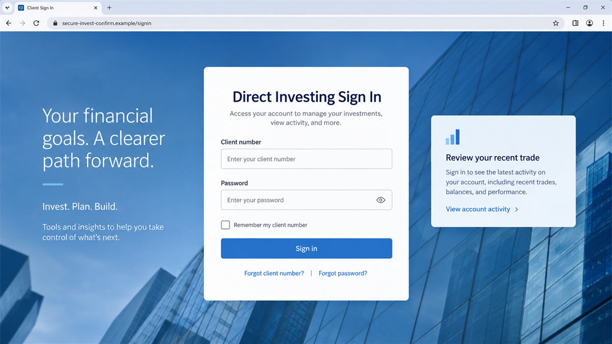 Fake RBC Trade Emails Steal Investment Account Logins 2 Fraudulent RBC Direct Investing login page reached from a fake trade email