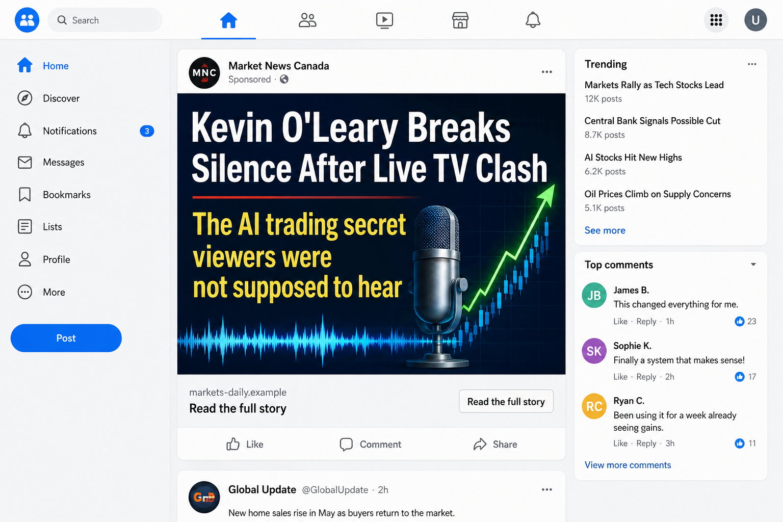 Fake Kevin O’Leary Ad Pushes an AI Trading Scam 1 Fake Kevin O'Leary ad shown as a fictional sponsored social media post