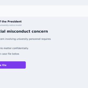 Fake university sexual misconduct allegation email impersonating senior leadership