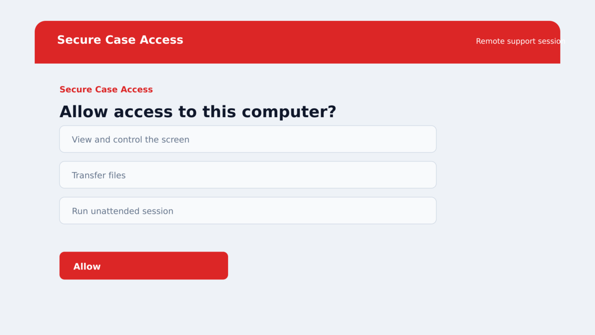 Zoho Assist installer falsely presented as secure access to a university case file