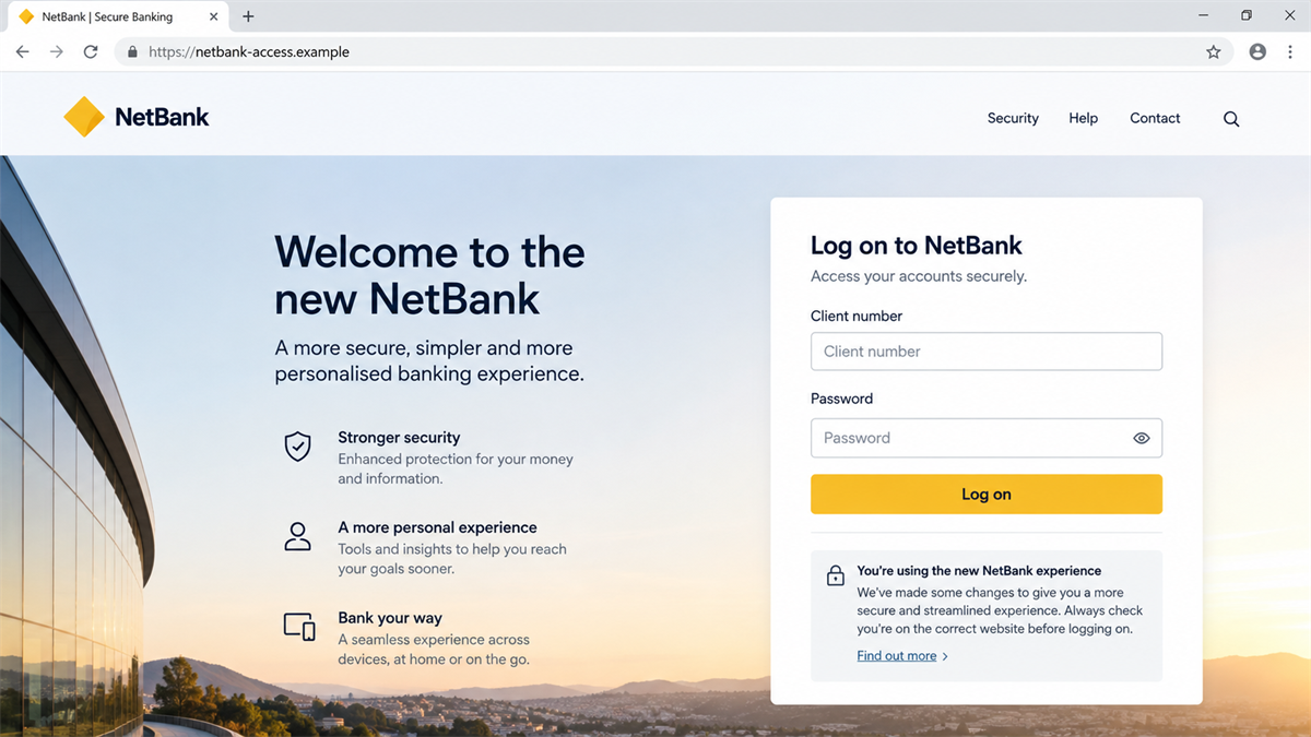 Fake NetBank Login Pages Copy CommBank's New Design 2 Realistic reconstruction of a fake NetBank login page copying the layout of a newly redesigned banking portal