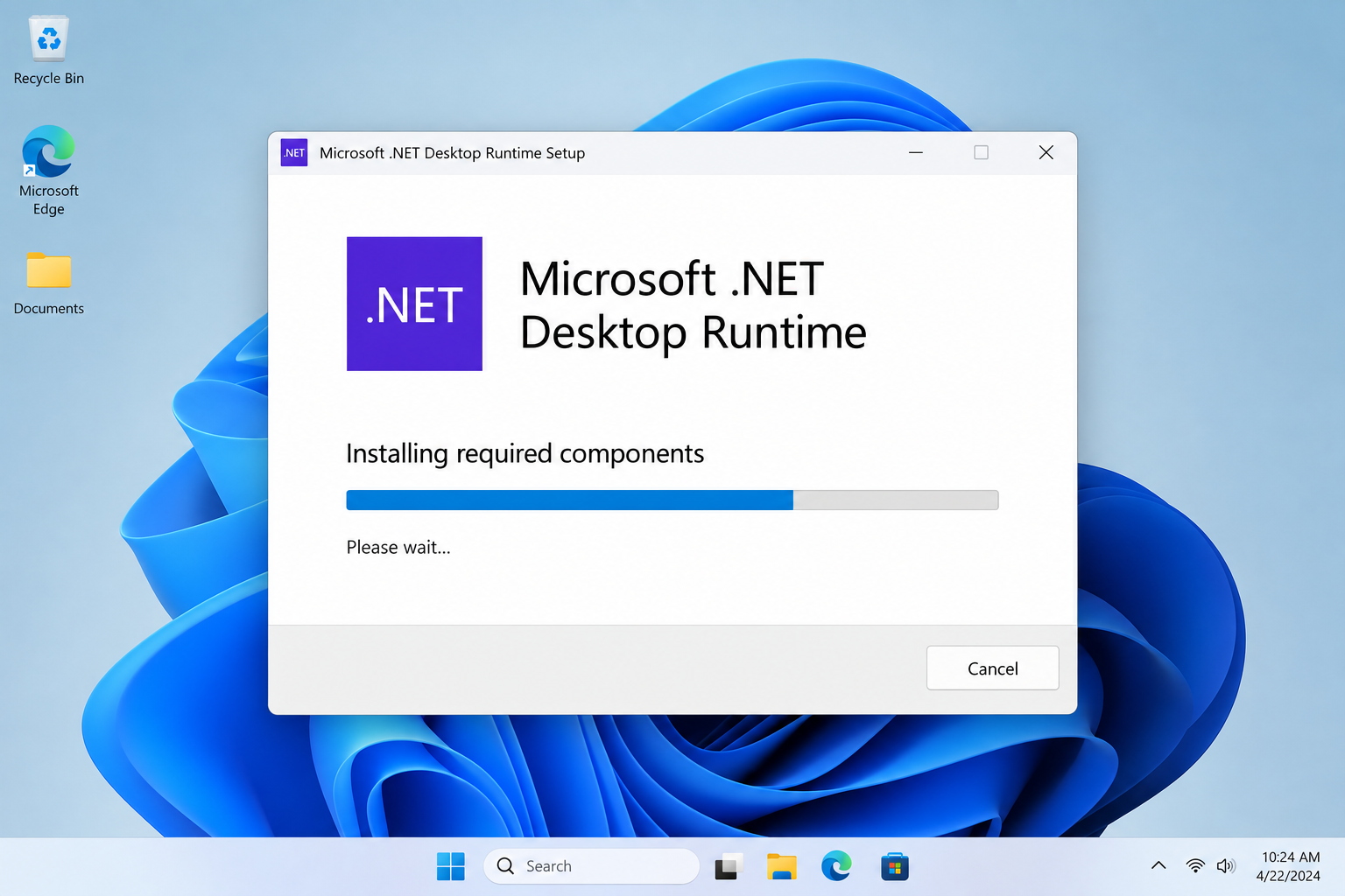 Fake Payroll Desktop Apps Exposed: Remote Access Hidden in PC Installers 2 Illustrative Microsoft .NET runtime setup screen like the visible installer stage