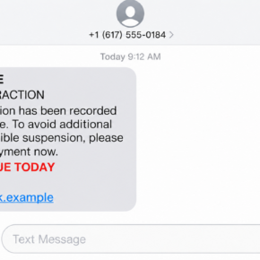 Fake RMV traffic infraction text demanding immediate payment through a lookalike site