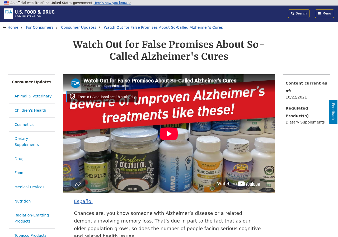FDA warning about false promises involving unproven Alzheimer's treatments