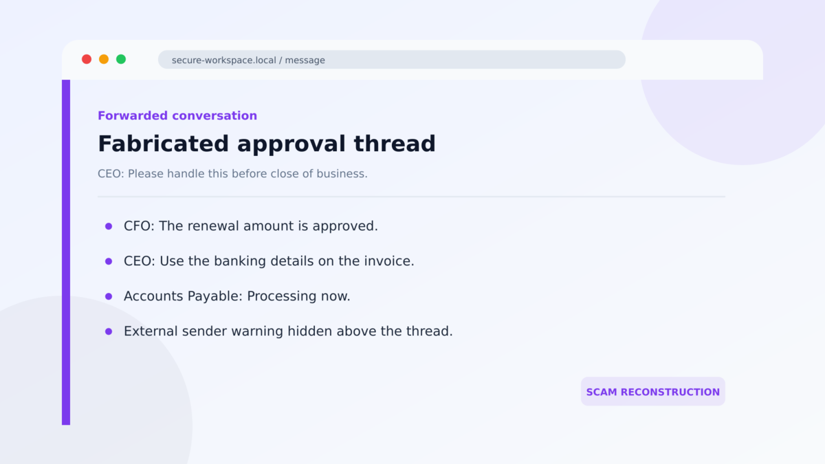 Fake ServiceNow Invoice Scam Targets Finance Teams 3 Fabricated approval thread used in the Fake ServiceNow Invoice Scam Targets Finance Teams investigation