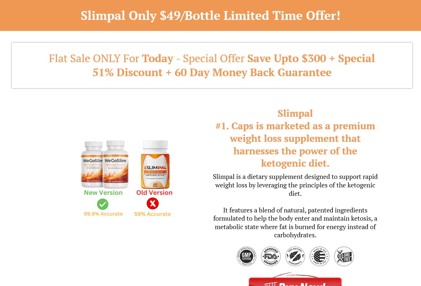 Fake Slimpal Official Site Exposed: Different Formula, Claims and Checkout 1 Screenshot of the unofficial Slimpal.org website promoting weight loss capsules