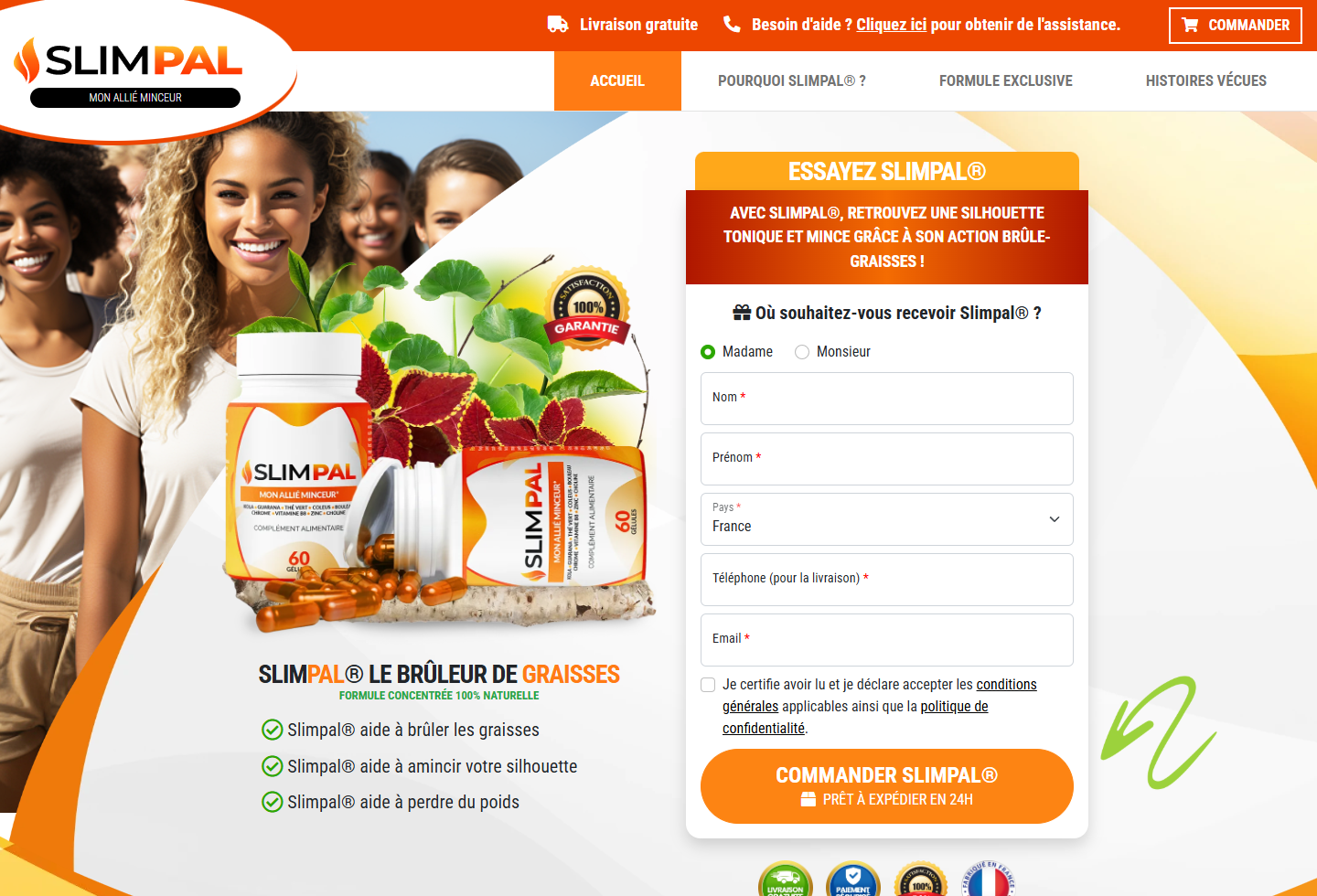 Fake Slimpal Official Site Exposed: Different Formula, Claims and Checkout 3 Screenshot of a second French Slimpal page displaying its regional product details