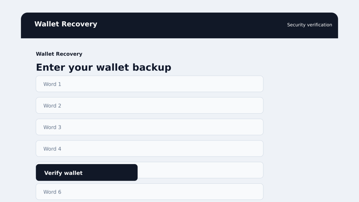 Fake wallet backup form used by the Trezor phishing application