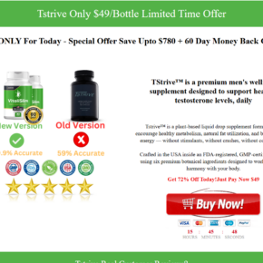 Screenshot of the unofficial TStrive sales page mixing testosterone and weight loss claims