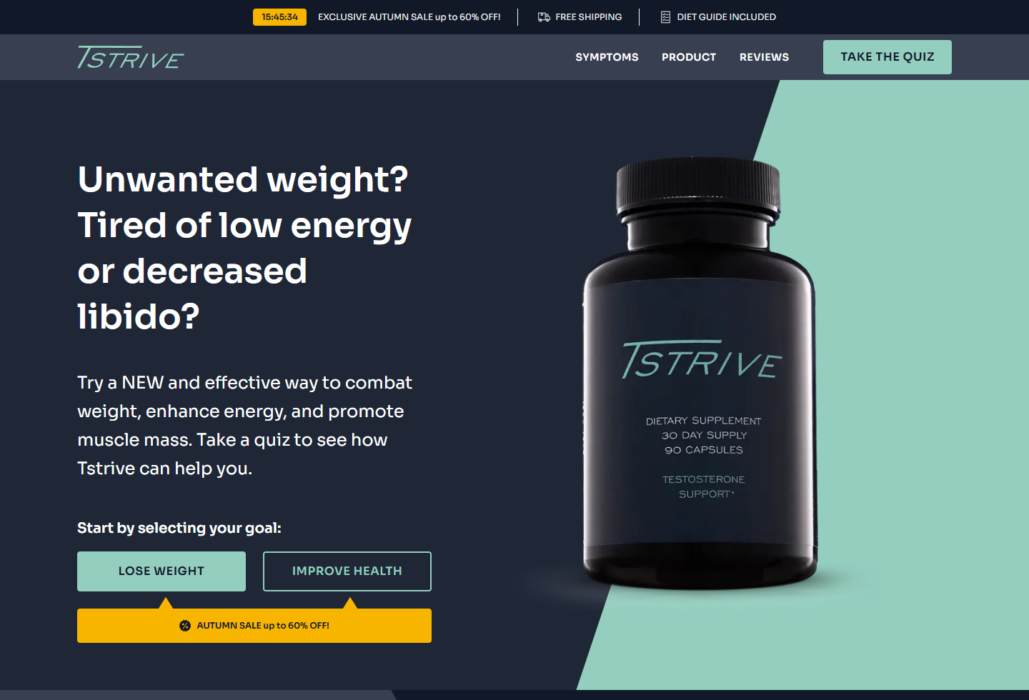 Screenshot of the established TStrive website presenting its capsule product