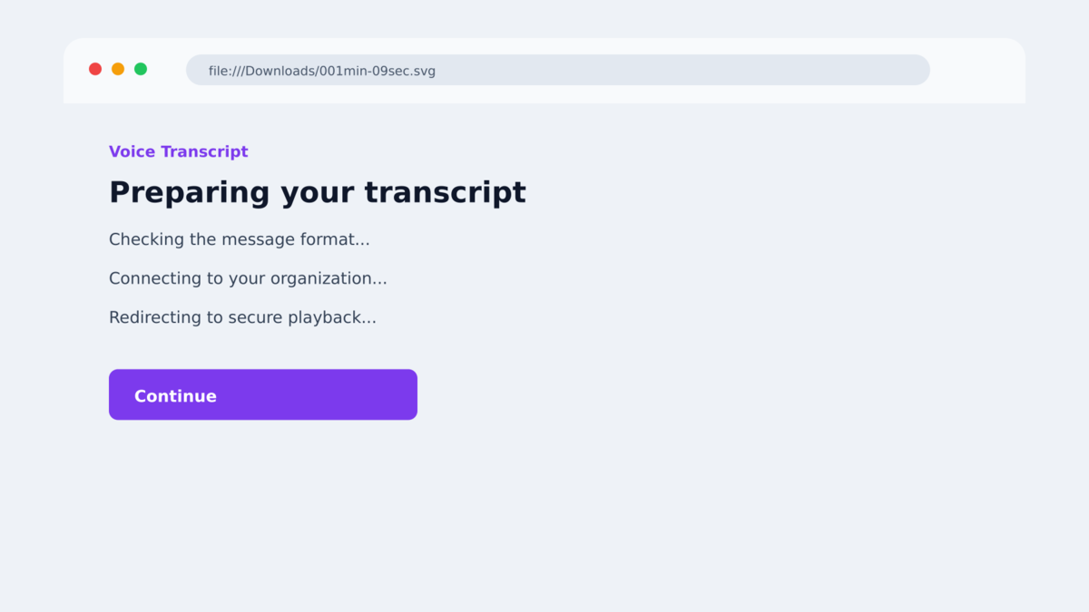 Fake Voicemail Transcript Emails Steal Work Logins 2 SVG voicemail attachment opening a hidden browser redirect