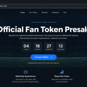 Fictional World Cup-themed fan token presale page claiming official status