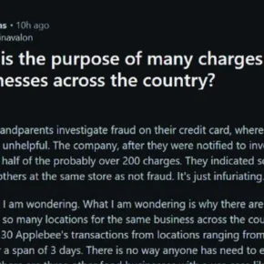 Authentic Reddit report about more than 200 unauthorized credit card charges including many restaurant purchases across several states