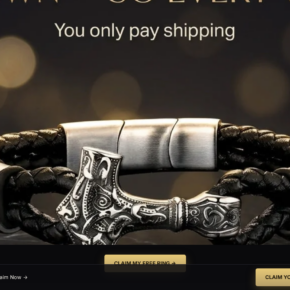 Forge and Fjord closing-down promotion offering Viking jewelry for $0.01 plus shipping