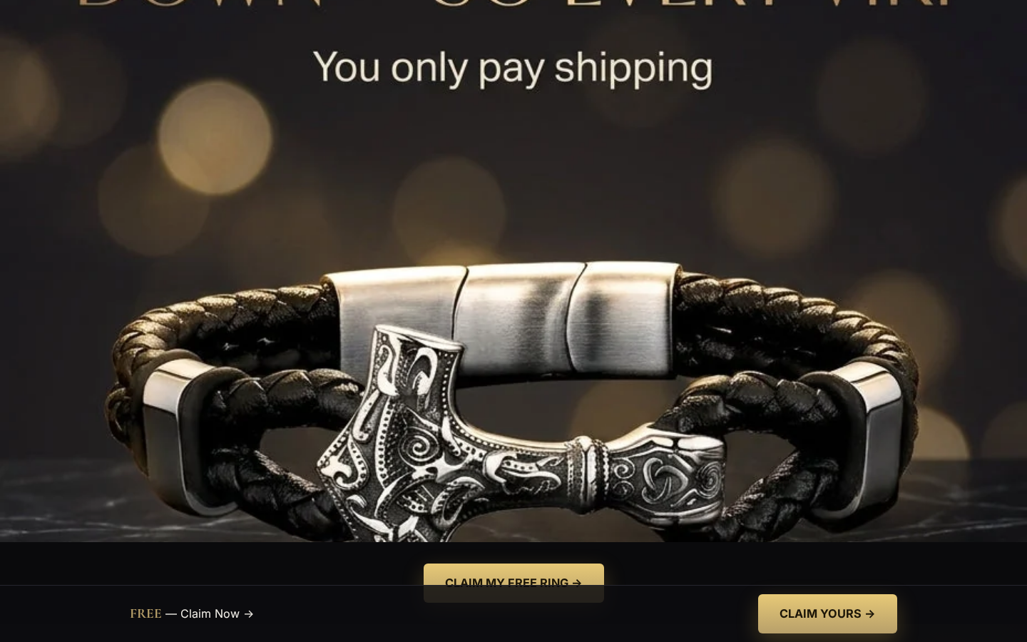 Forge and Fjord closing-down promotion offering Viking jewelry for $0.01 plus shipping