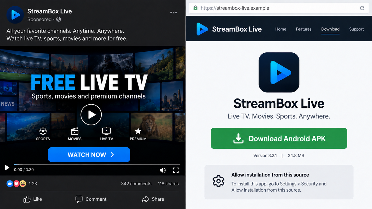 Free TV Ads Install StreamRat and Take Over Android Phones 1 Free live television social ad leading to a StreamRat Android download