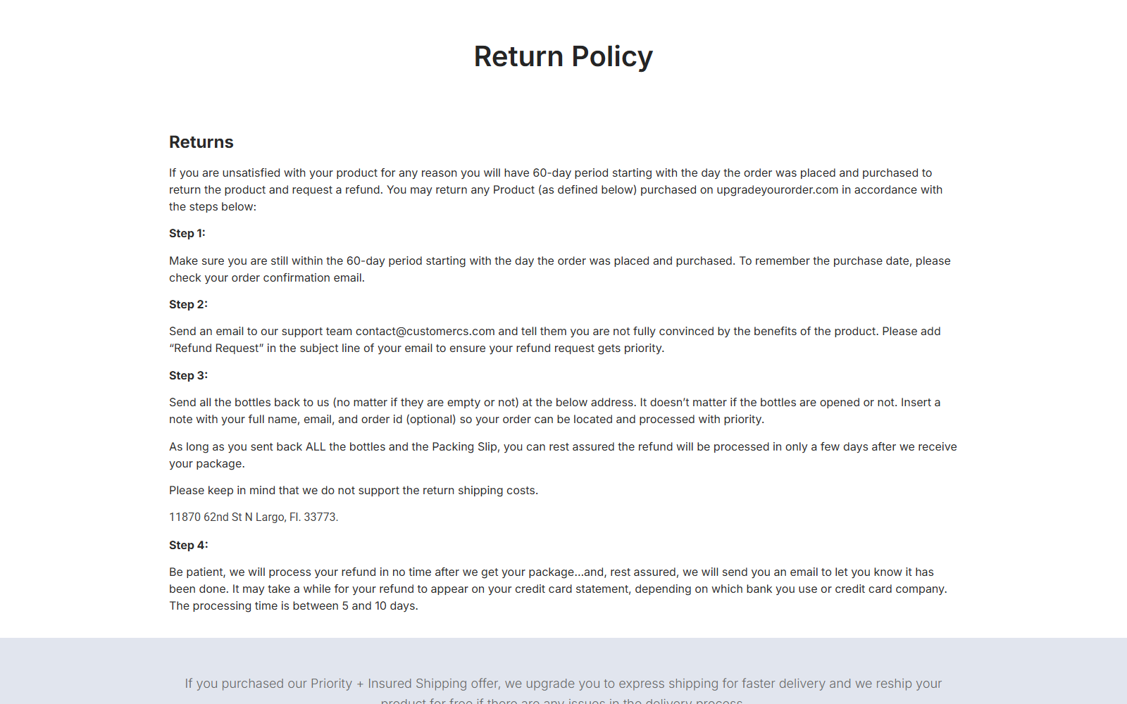 Gelagen return policy naming another store domain and shared support email
