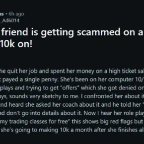 Authentic Reddit report about a person who paid $10,000 for a high-ticket sales course, trained for four months, and had no income