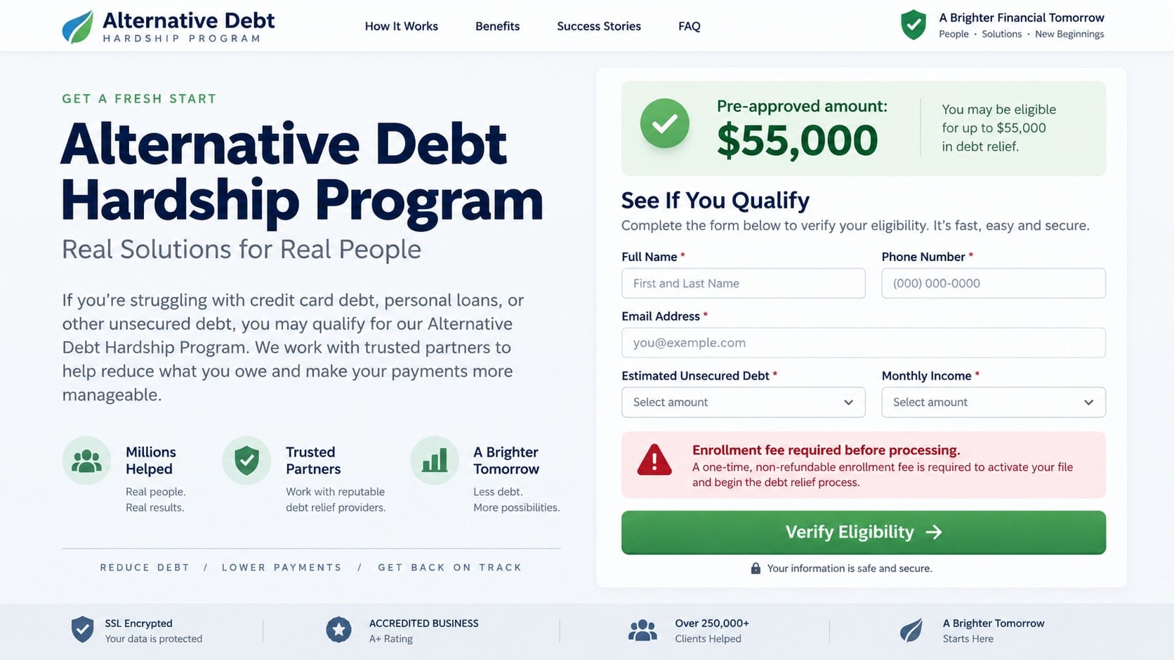 Alternative Debt Hardship Program Scam: How Fake Relief Calls Trap You 2 Reconstructed fake debt hardship form requesting personal and financial information