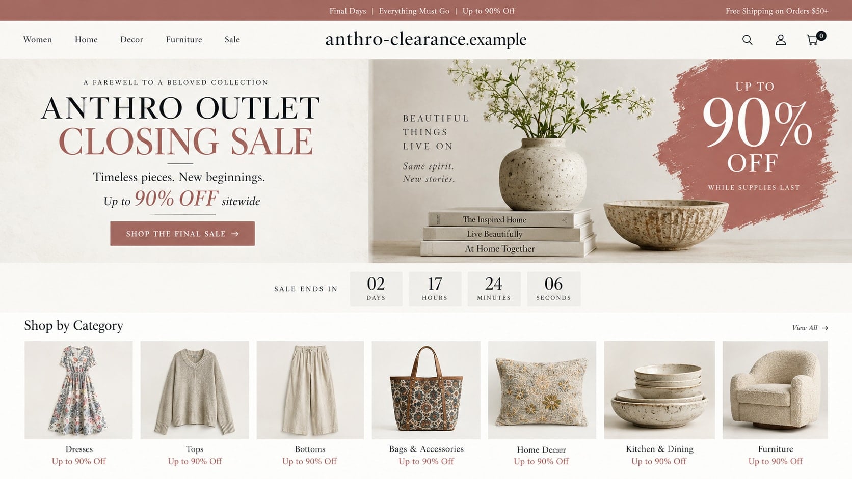 Anthropologie Sale Scam: How Fake Outlet Stores Target Online Shoppers 1 Reconstructed fake Anthropologie outlet closing sale storefront
