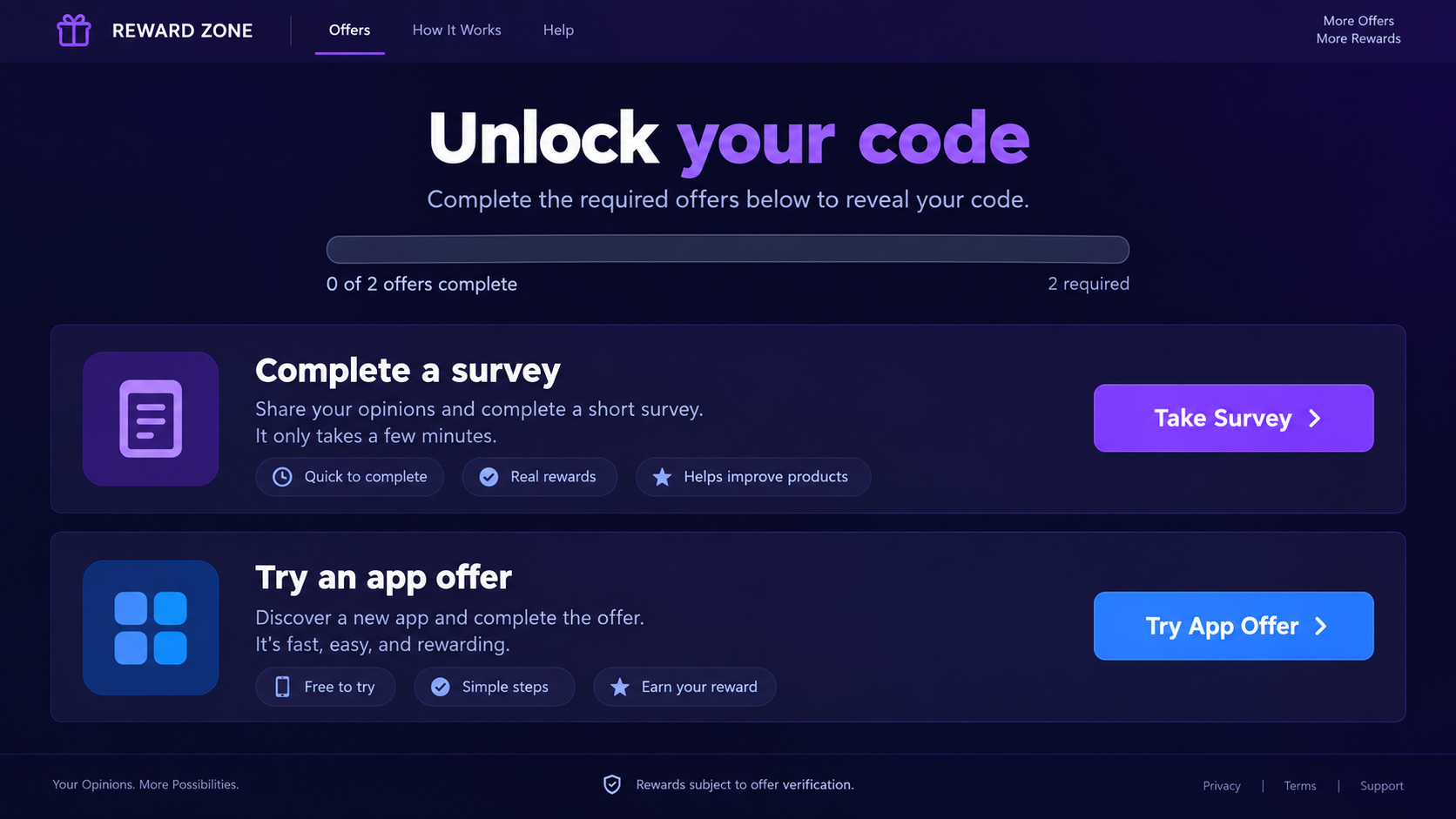 Illustrative reconstruction of a game reward offer wall showing multiple survey and app tasks on a flat screen interface