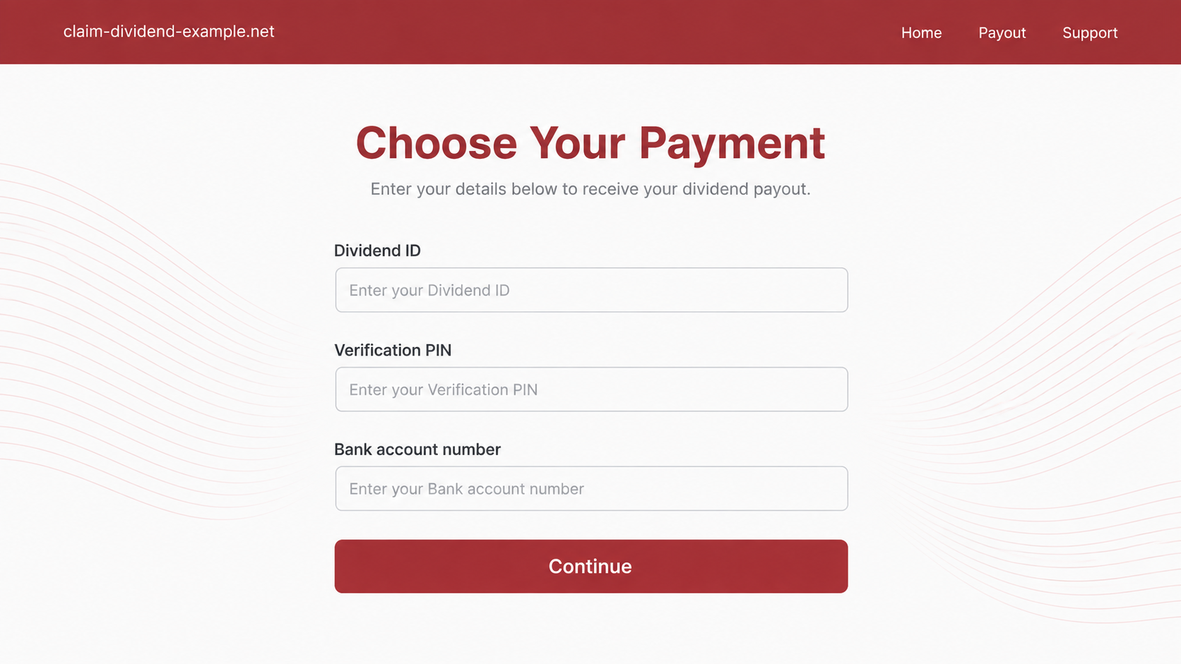 State Farm Dividend Scam: Fake Payout Emails and Lookalike Portal Exposed 2 Illustrative reconstruction of a lookalike dividend portal asking for an ID PIN and bank account