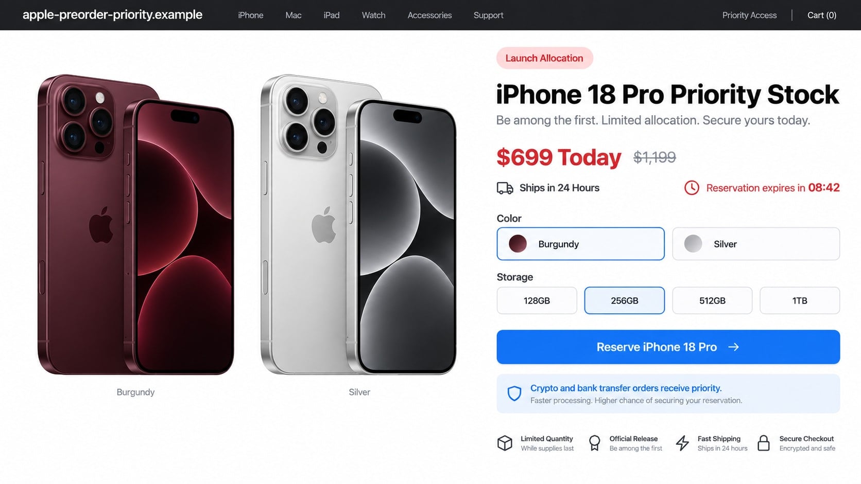 iPhone 18 Pro Preorder Scam: How Fake Apple Stores Steal Your Money Today 1 Reconstructed fake iPhone 18 Pro store promising priority stock and a steep discount