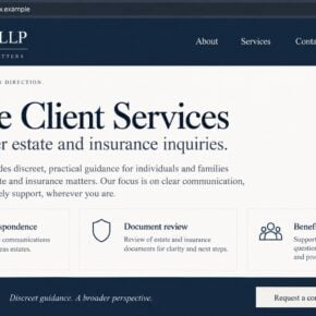 Reconstructed Kay Robert LLP style legal website illustrating a professional-looking but unverified online identity