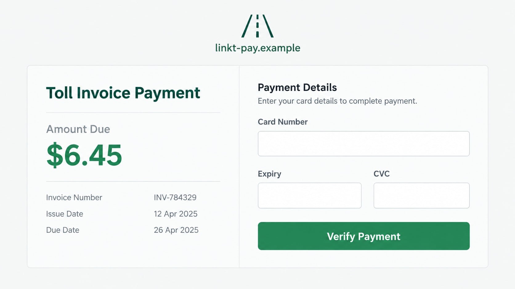 Linkt Toll Scam Texts: How Fake Payment Alerts Steal Card Details Online 2 Reconstructed fake Linkt payment page requesting card details and a security code