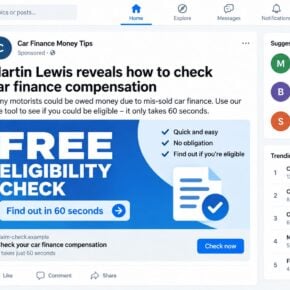 Reconstructed car finance advertisement using Martin Lewis's name to imply an endorsement