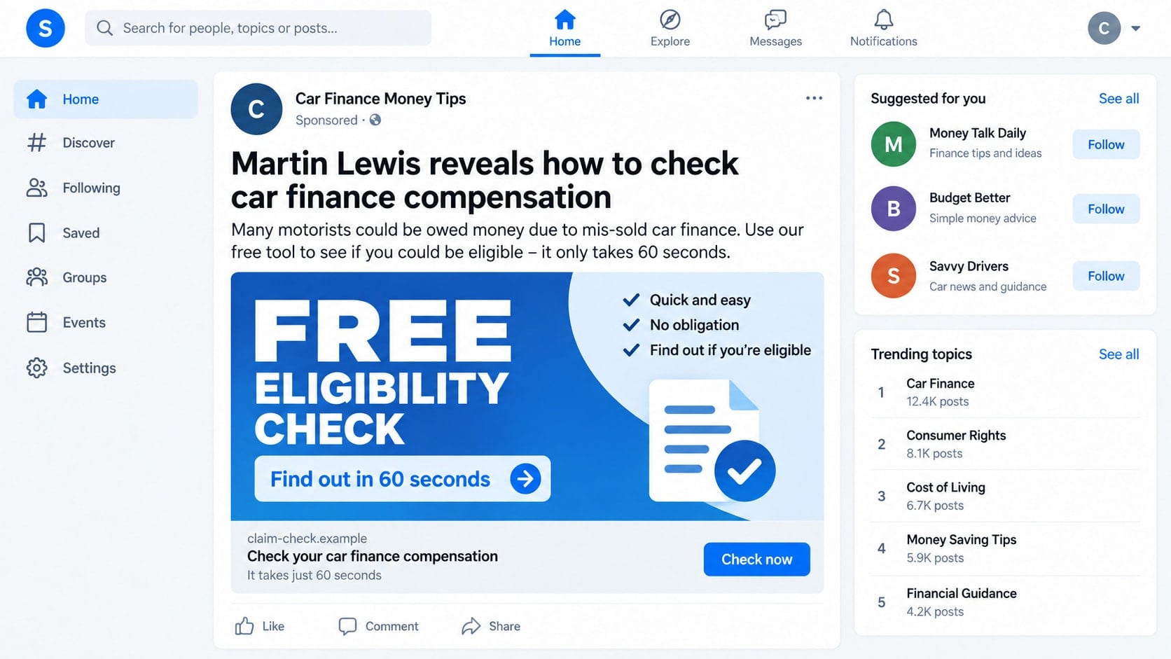 Fake Martin Lewis Car Finance Ads: Hidden Costs Behind That Free Check 1 Reconstructed car finance advertisement using Martin Lewis's name to imply an endorsement