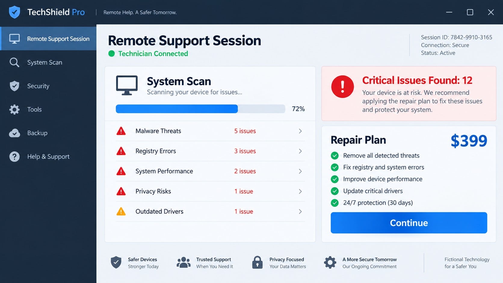 Technical Support Scam Warning: How Fake Experts Take Over Your Computer 2 Reconstructed remote support screen used to request computer access and payment