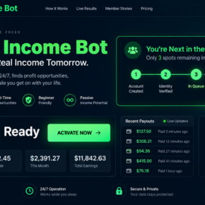 Instant Income Bot activation page showing fake earnings and a countdown timer