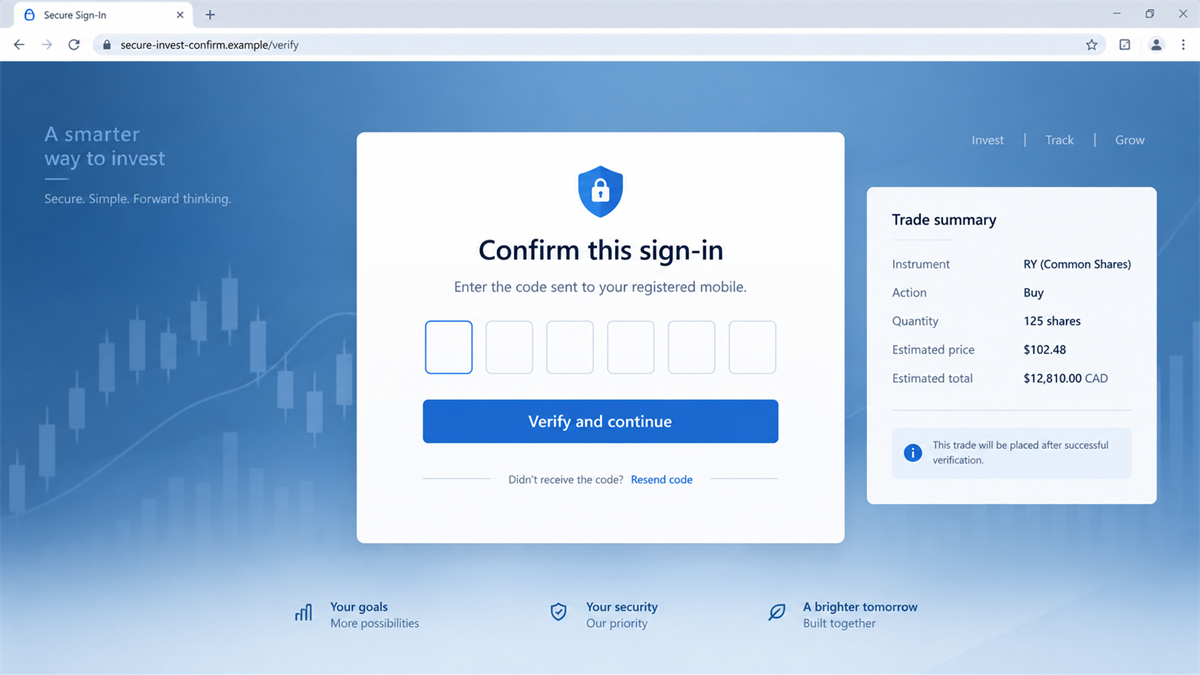 Fake RBC Trade Emails Steal Investment Account Logins 3 Fake RBC investment security check requesting a one-time verification code