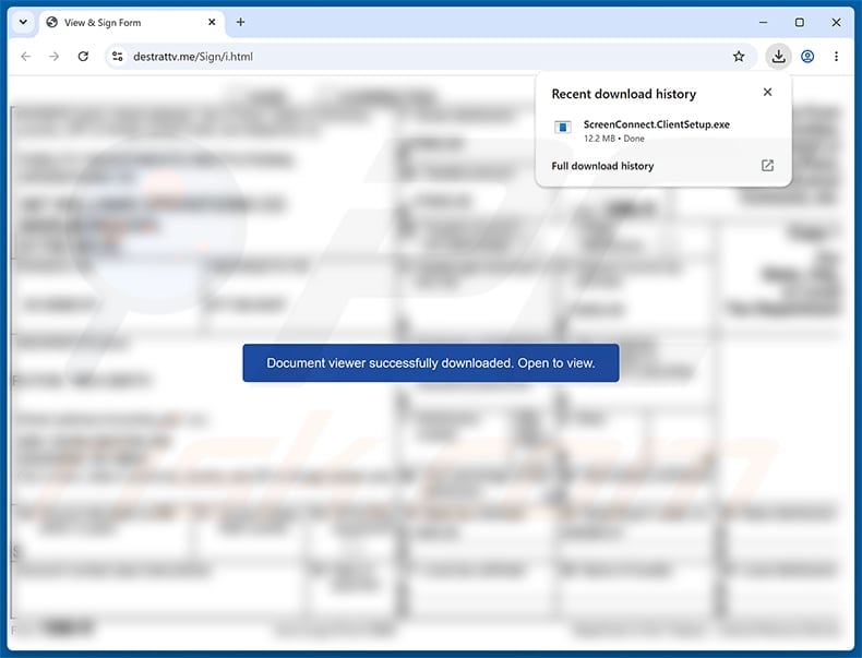 IRS Account Detail Verification Scam: ScreenConnect Malware Fully Exposed 2 Counterfeit secure document page downloading ScreenConnect ClientSetup executable