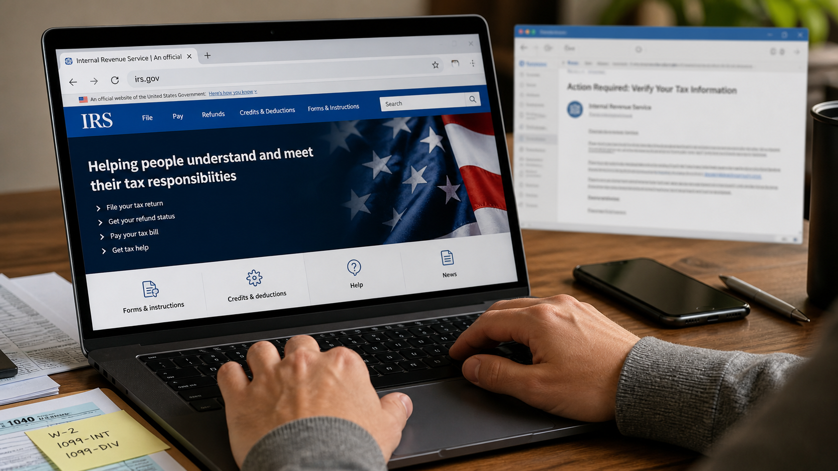 Verify Your IRS Account Scam: How the Fake Verification Steals Your ID 2 Taxpayer independently visiting IRS.gov instead of using a verification email link